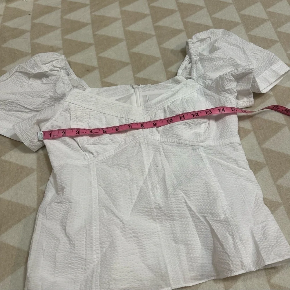 Tanya Taylor sweetheart puff sleeve blouse white - Picture 4 of 4